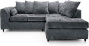 L - Shaped Dark Grey Chenille Sofa 5 - Seater Removable Cover Corner Couch - Kwikley