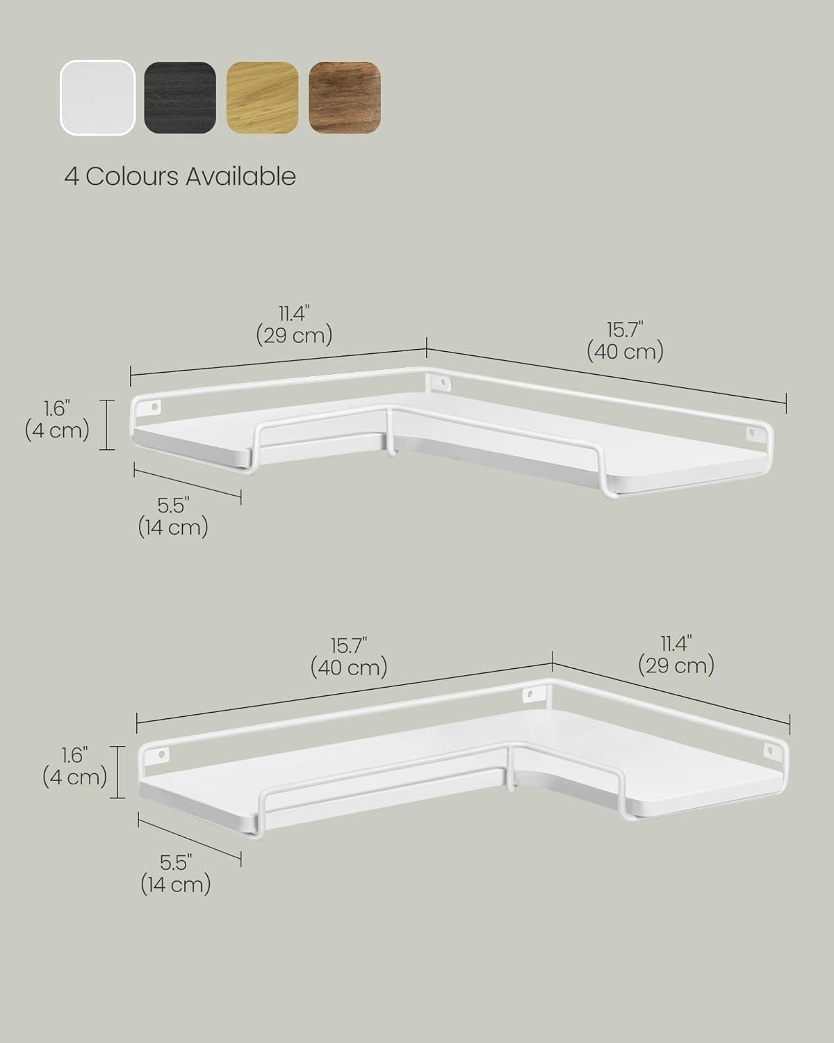 L - Shaped Floating Corner Shelves Set of 2 – Modern Wall Storage for Living Room - Kwikley