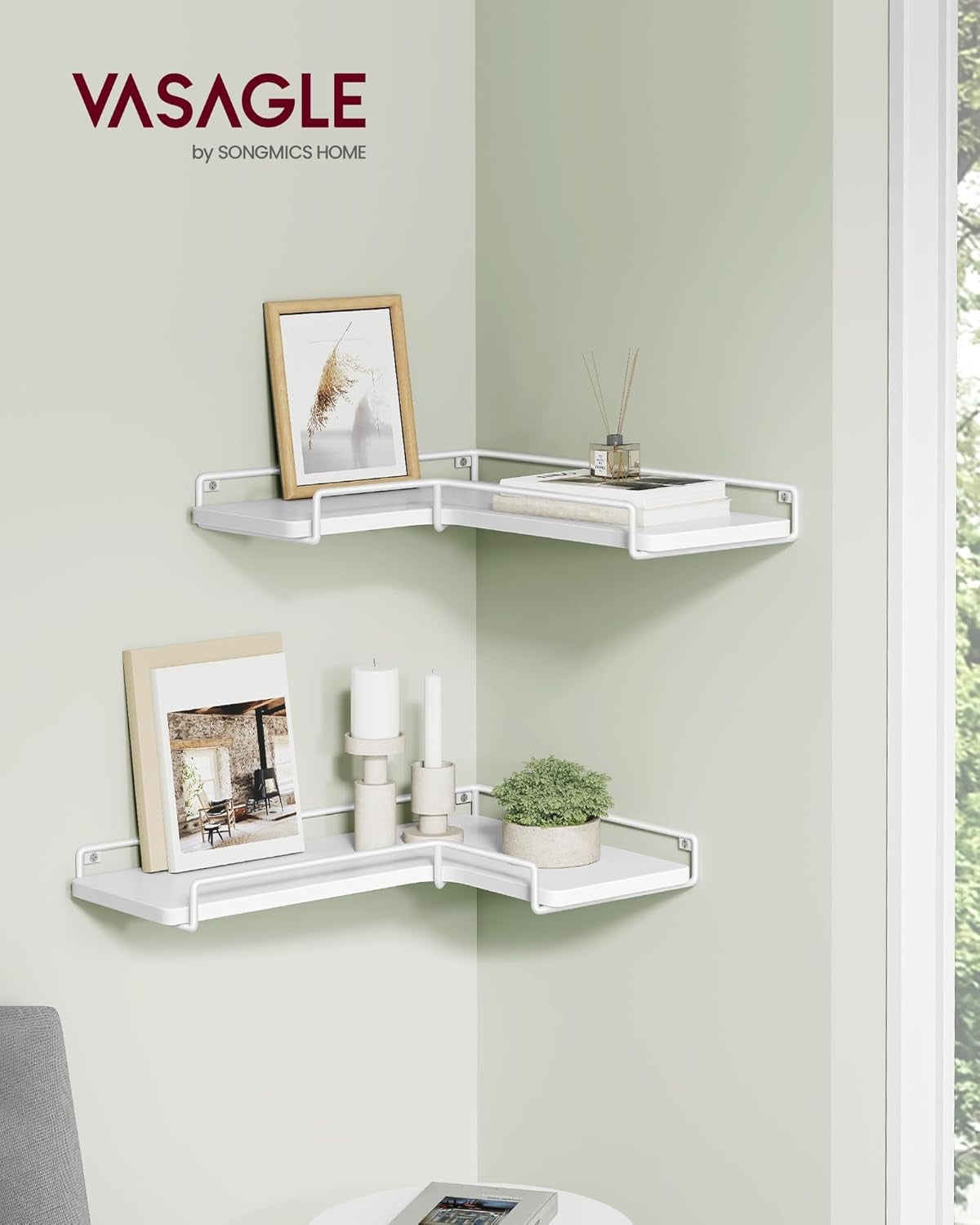 L - Shaped Floating Corner Shelves Set of 2 – Modern Wall Storage for Living Room - Kwikley