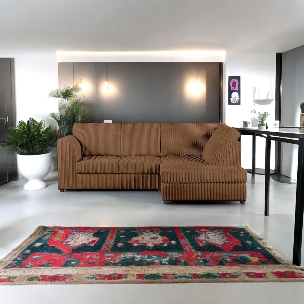 L - Shaped High Back 4 - Seater Corner Sofa Beige Right Hand Facing Comfort - Kwikley