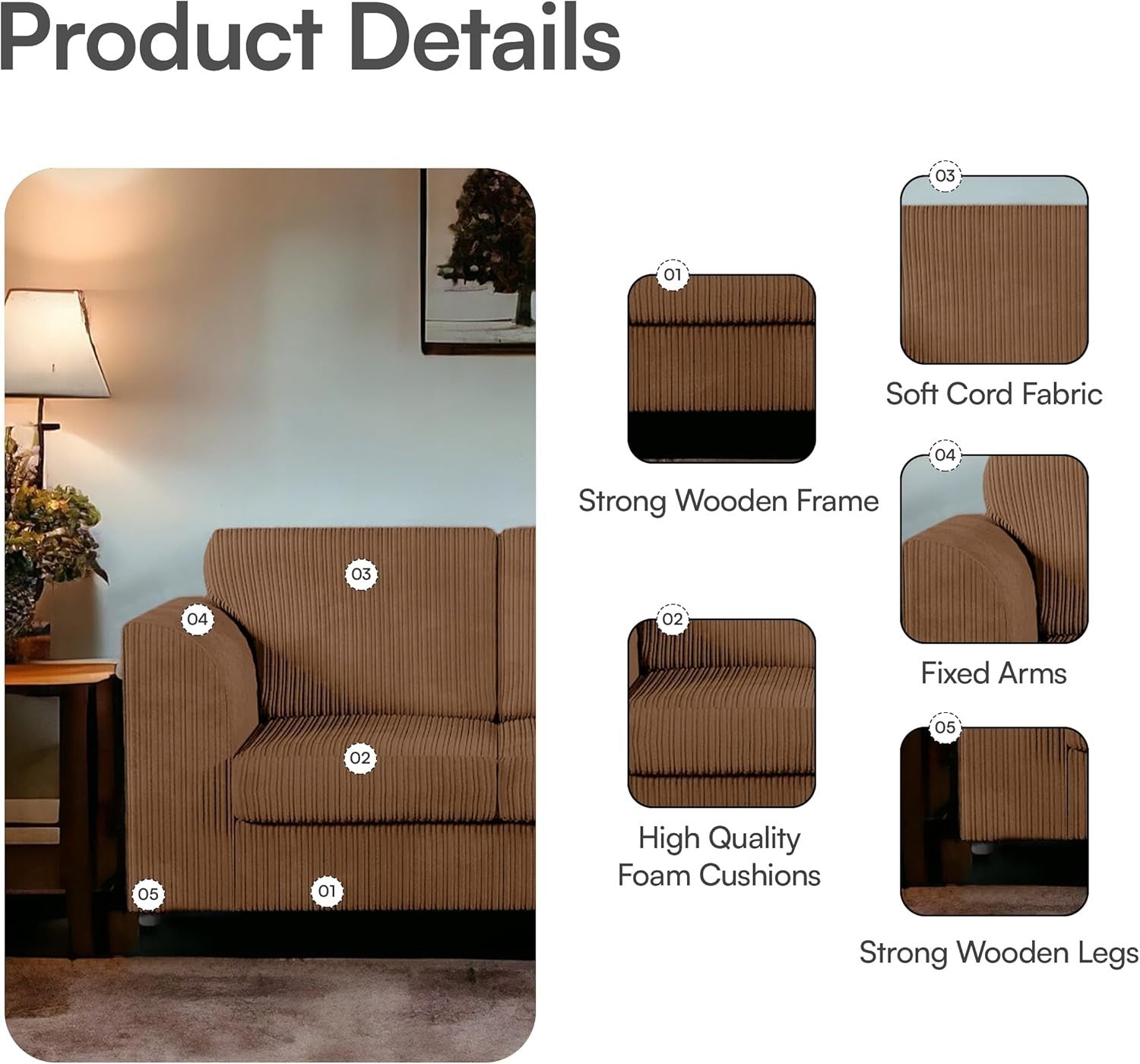 L - Shaped High Back 4 - Seater Corner Sofa Beige Right Hand Facing Comfort - Kwikley