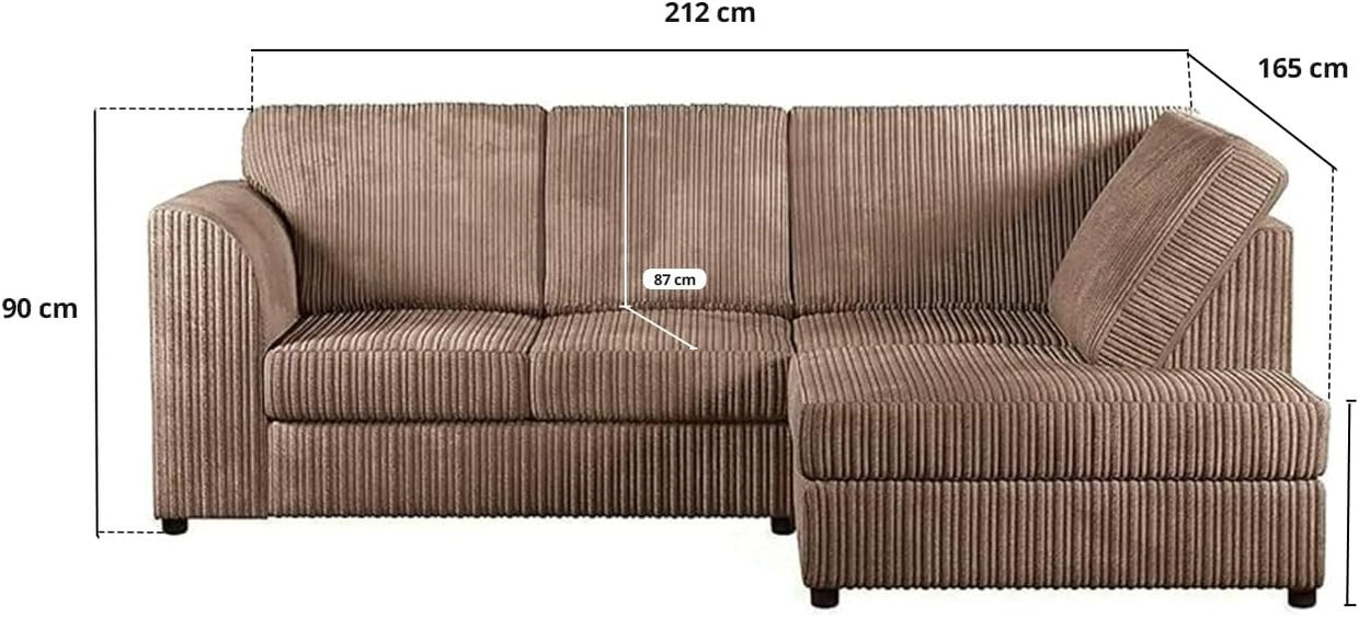 L - Shaped High Back 4 - Seater Corner Sofa Beige Right Hand Facing Comfort - Kwikley