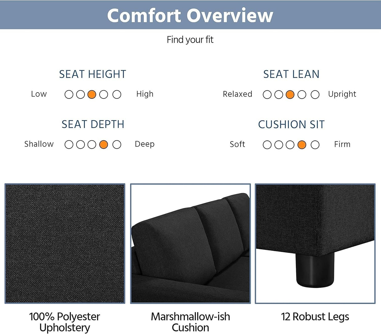L Shaped Sofa Bed 3 Seater Black Pull Out Storage Settee for Lounge - Kwikley