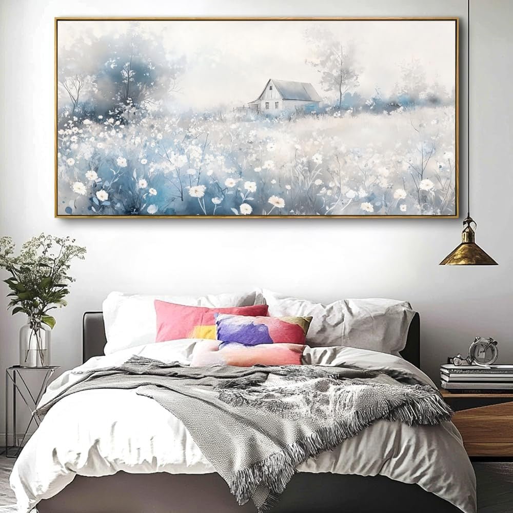Landscape Abstract Canvas Wall Art – Large Framed Painting 48x24in - Kwikley