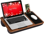 Lap Desk for Laptop 15.6in Wooden Tray Mouse Pad Phone Holder Cushion - Kwikley