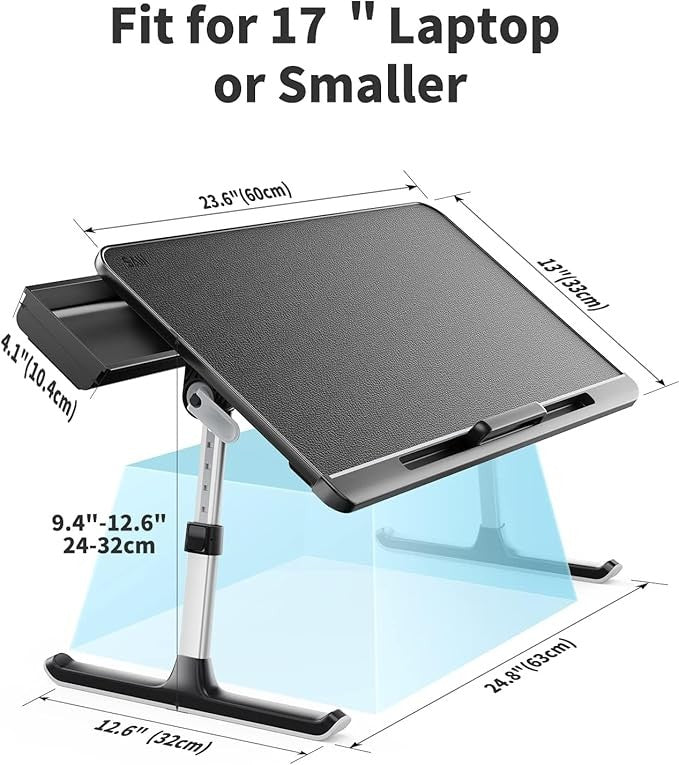 Laptop Bed Table Adjustable Height Angle Folding Desk with Drawer X - Large - Kwikley