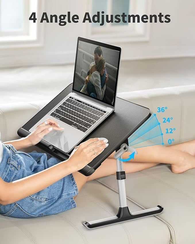 Laptop Bed Table Adjustable Height Angle Folding Desk with Drawer X - Large - Kwikley