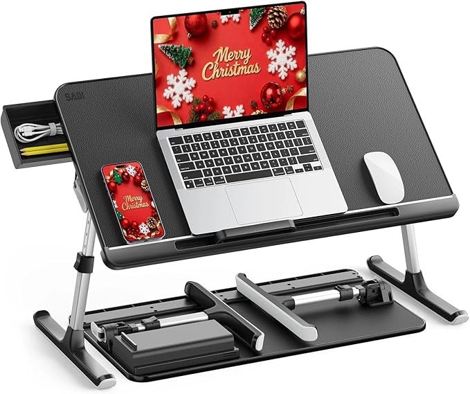 Laptop Bed Table Adjustable Height Angle Folding Desk with Drawer X - Large - Kwikley