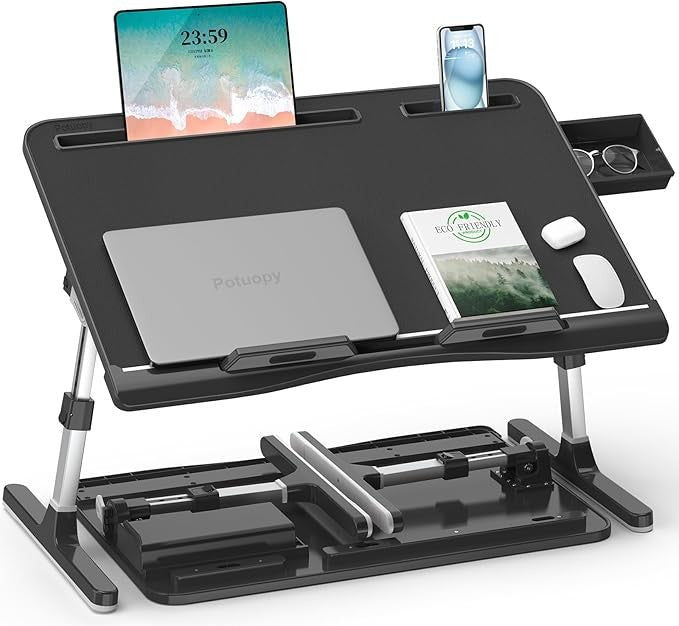 Laptop Bed Table Adjustable Height Angle Folding X - Large Work Desk - Kwikley