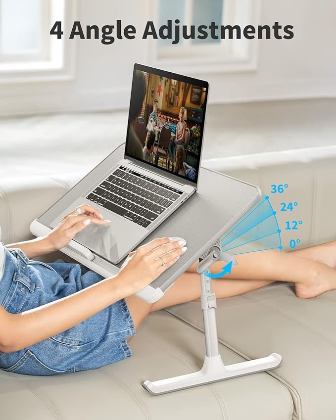 Laptop Bedobed Table Adjustable Height Angle Folding Desk with Drawer Grey - Kwikley