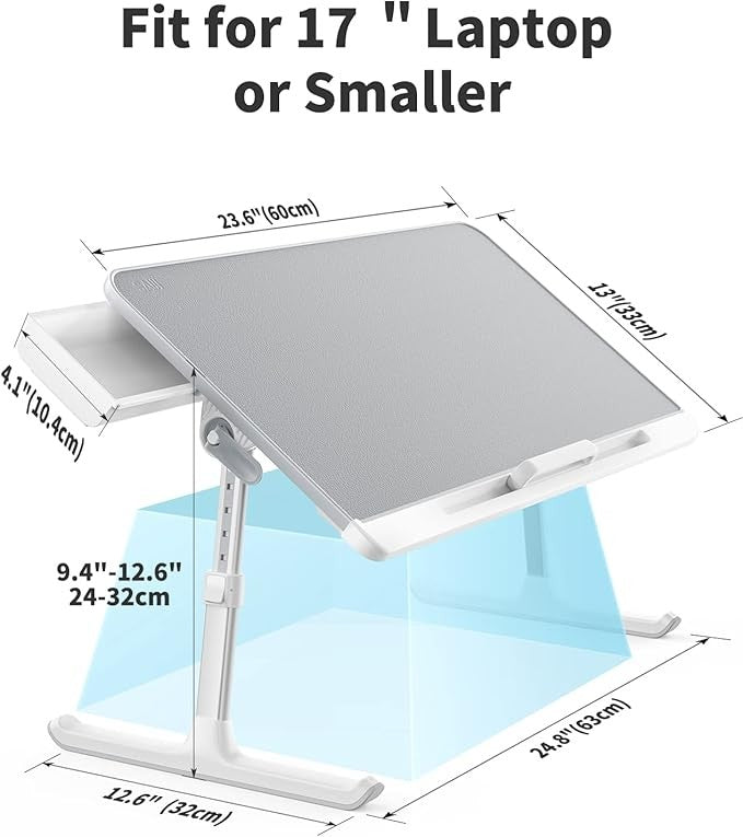 Laptop Bedobed Table Adjustable Height Angle Folding Desk with Drawer Grey - Kwikley