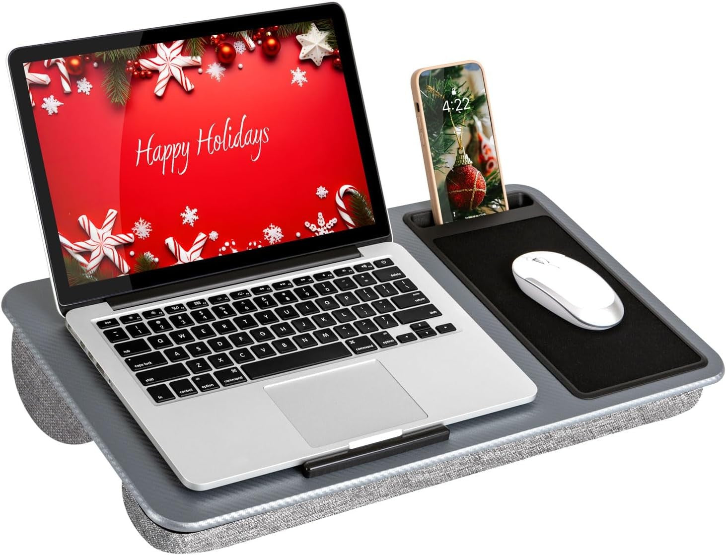 Laptop Lap Desk with Mouse Pad Phone Holder Cushioned Portable Table - Kwikley