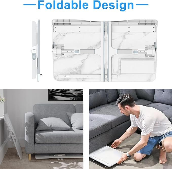 Laptop Stand for Bed Adjustable Height Angle Folding X - Large Marble Desk - Kwikley