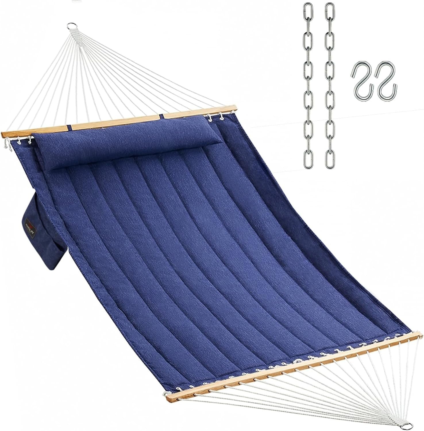 Large 2 - Person Quilted Hammock with Pillow | 450lbs Capacity Outdoor Patio - Kwikley
