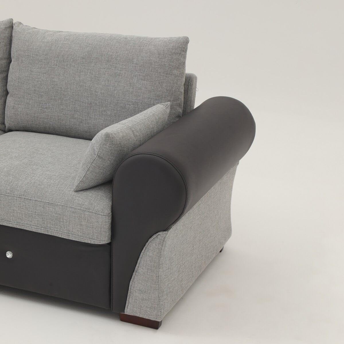 Large 2 Seater Light Grey Fabric Sofa Couch | Plush Cushions & Wood Frame - Kwikley