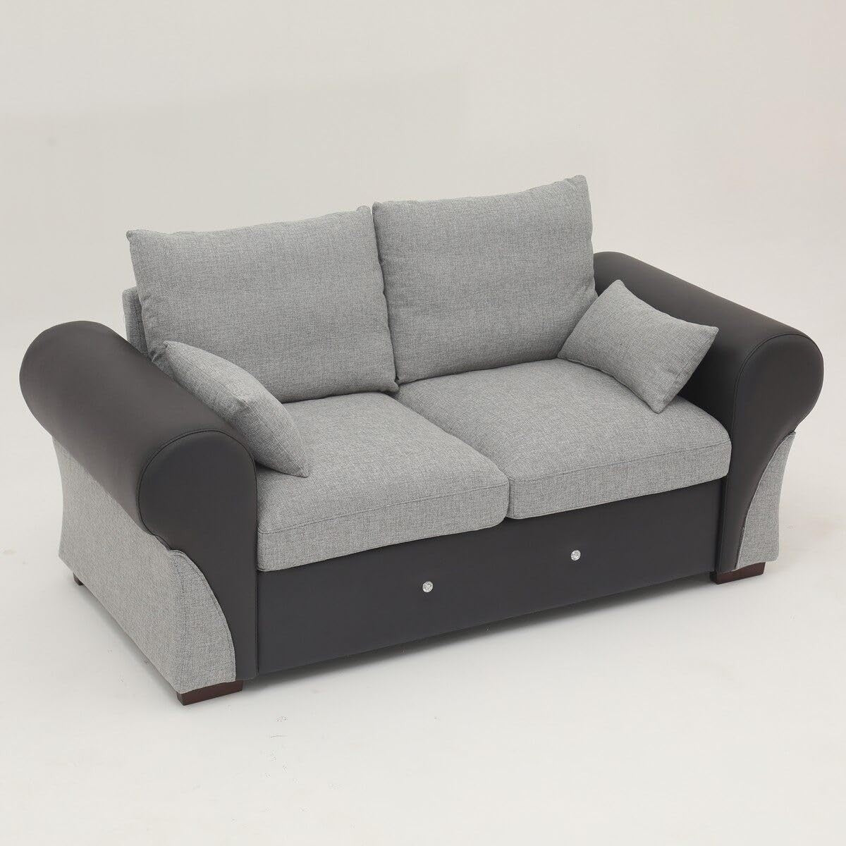 Large 2 Seater Light Grey Fabric Sofa Couch | Plush Cushions & Wood Frame - Kwikley