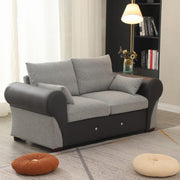 Large 2 Seater Light Grey Fabric Sofa Couch | Plush Cushions & Wood Frame - Kwikley