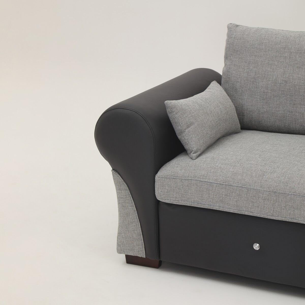 Large 2 Seater Light Grey Fabric Sofa Couch | Plush Cushions & Wood Frame - Kwikley
