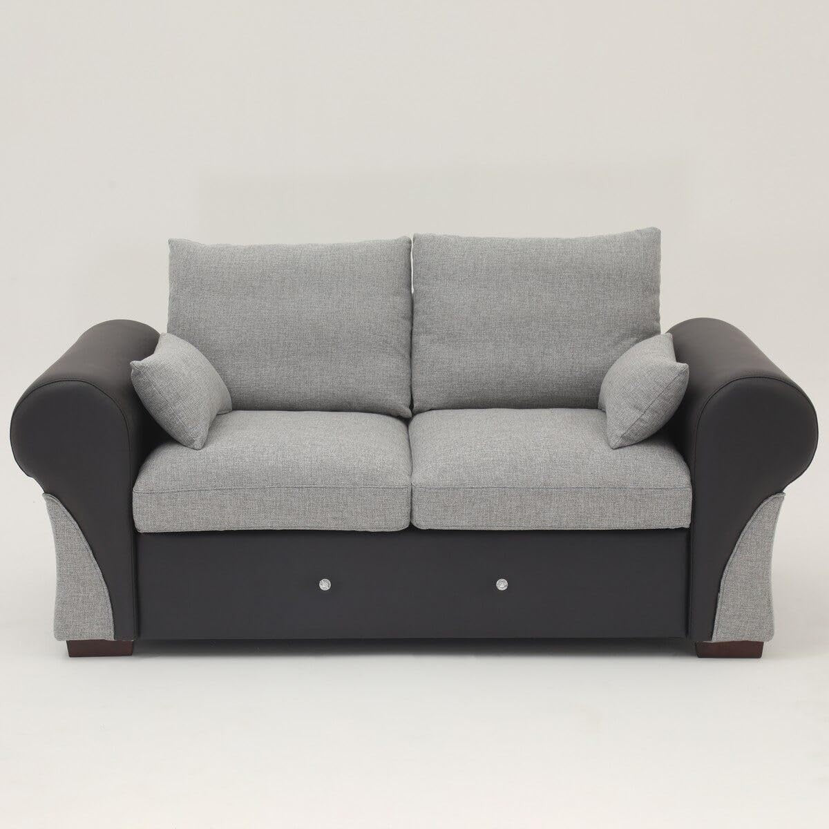 Large 2 Seater Light Grey Fabric Sofa Couch | Plush Cushions & Wood Frame - Kwikley