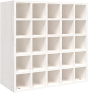 Large 25 Bottle Wine Rack White Solid Wood Freestanding Kitchen Storage Display - Kwikley