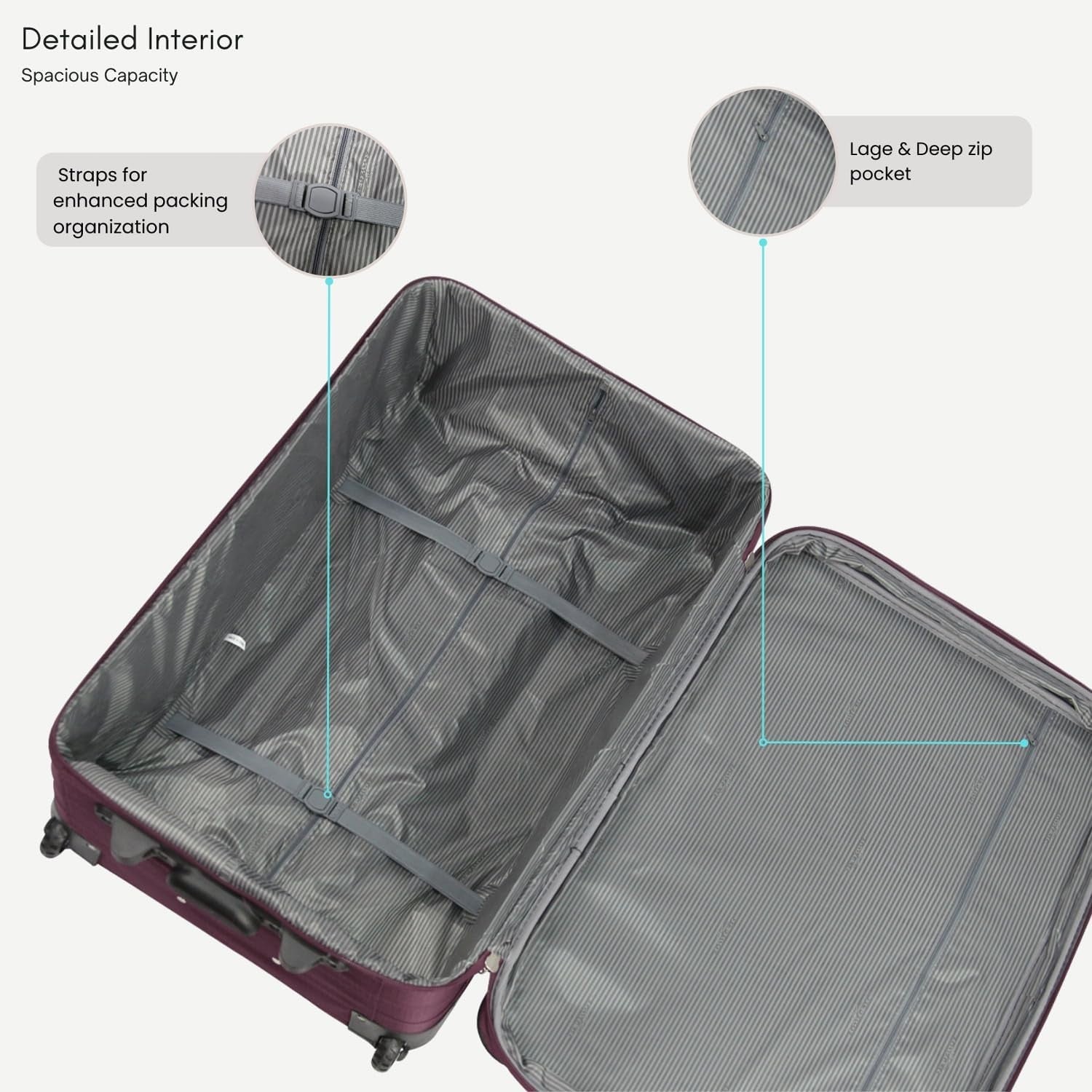 Large 29” Soft Check In Travel Suitcase Expandable Lightweight 2 Wheel 92L - Kwikley