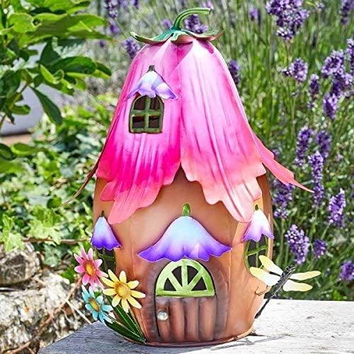 Large 30cm Fairy House Garden Ornament Metal Hand - Painted Weatherproof Decor - Kwikley