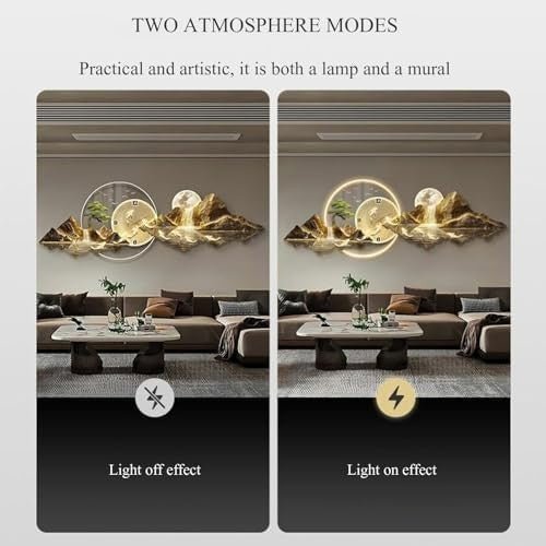 Large 3D Feng Shui Wall Art Clock LED Light 120x40cm - Kwikley