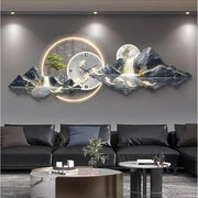Large 3D Feng Shui Wall Art Clock LED Light 120x40cm - Kwikley
