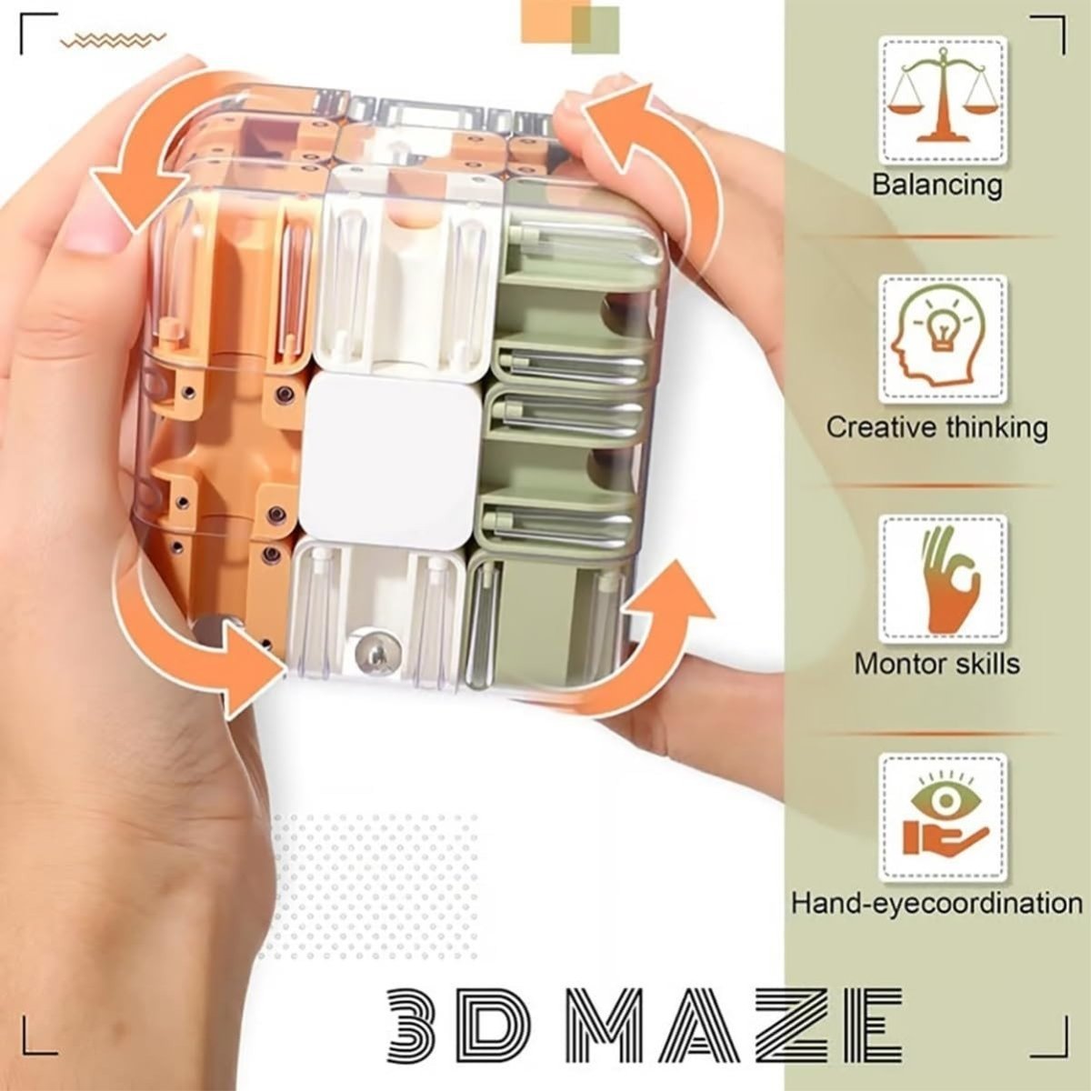 Large 3D Labyrinth Maze Cube Brain Teaser Fidget Anxiety Relief Toy - Kwikley