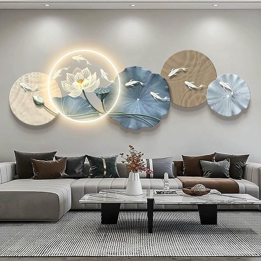 Large 3D LED Lotus Wall Art 59in Modern Lighted Decor - Kwikley