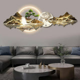 Large 3D LED Wall Clock Art 120x40cm Gold Decor