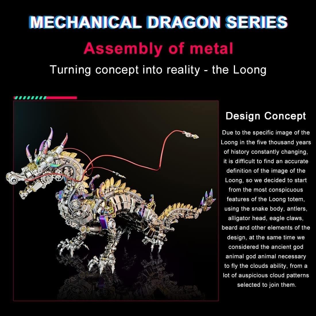 Large 3D Metal Dragon Puzzle 2030PCS Steampunk DIY Model Kit Decor - Kwikley