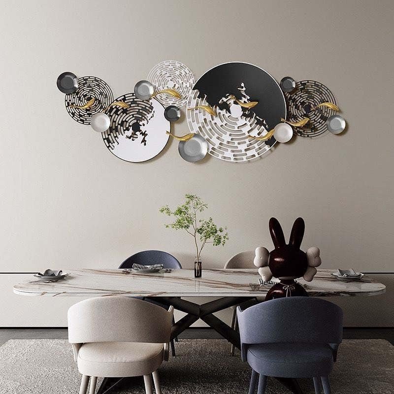 Large 3D Metal Wall Art Black Gold Abstract Modern Sculpture - Kwikley