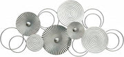 Large 3D Metal Wall Art Silver White Circle Sculpture 83x38cm - Kwikley