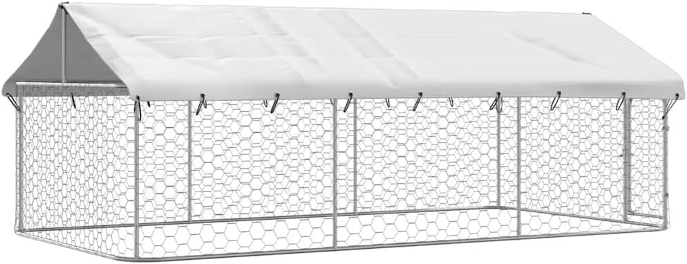 Large 400x200cm Outdoor Dog Kennel – Secure Steel Frame & Roof, Lockable Door - Kwikley