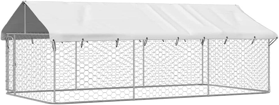 Large 400x200cm Outdoor Dog Kennel – Secure Steel Frame & Roof, Lockable Door - Kwikley