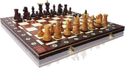Large 54cm Wooden Chess Set – Handcrafted Burnt Board & Ornamental Pieces - Kwikley