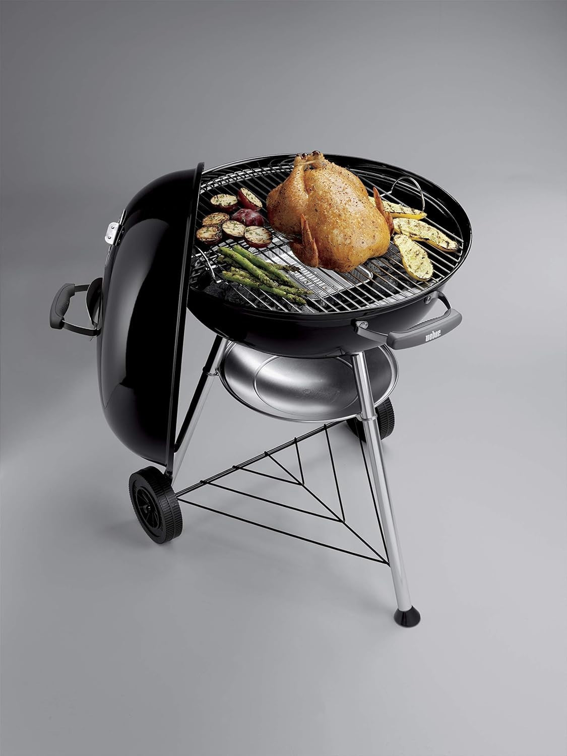 Large 57cm Kettle Charcoal BBQ Grill | Porcelain - Enamel Bowl | Adjustable Vents - Kwikley