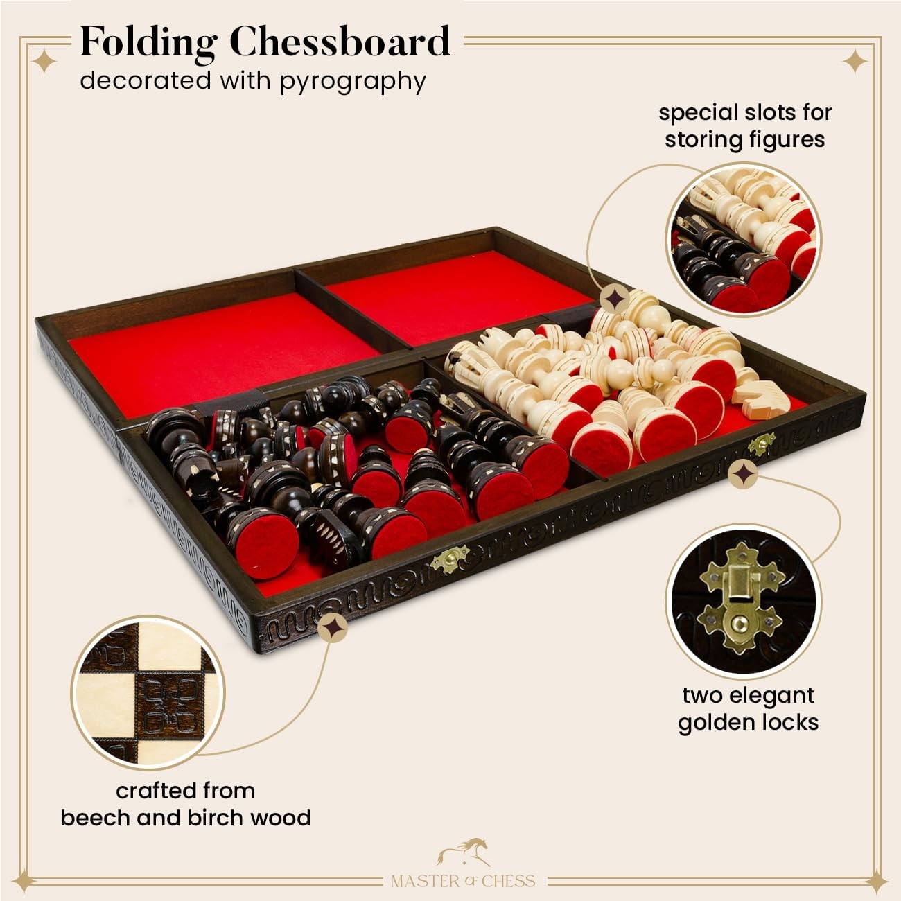 Large 59cm Wooden Chess Set | Handcrafted Roman Board & Pieces | Luxury Gift Set - Kwikley