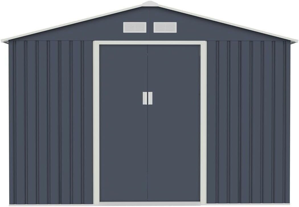 Large 6x8 FT Garden Shed Storage Box with Double Sliding Doors & Ventilation - Kwikley