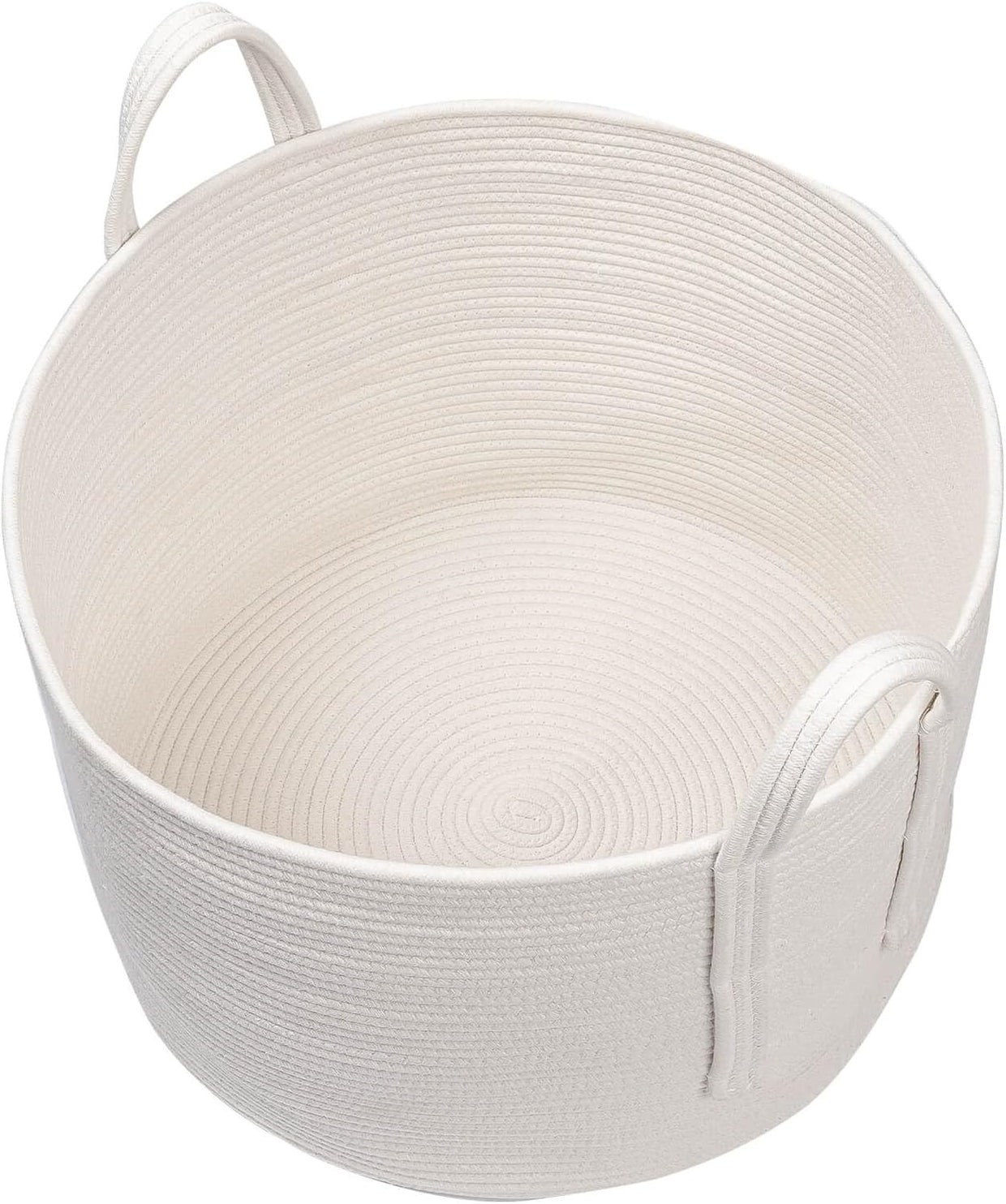 Large 70L Woven Rope Laundry Basket with Handles Soft Cotton Hamper White - Kwikley
