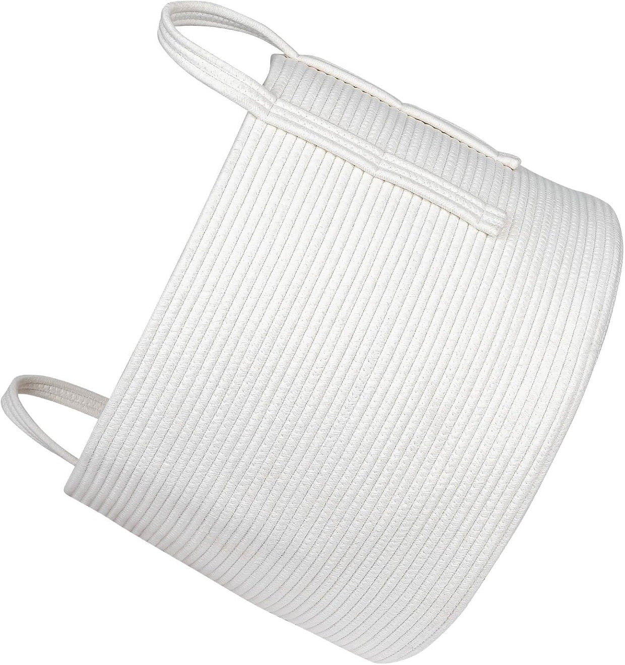 Large 70L Woven Rope Laundry Basket with Handles Soft Cotton Hamper White - Kwikley