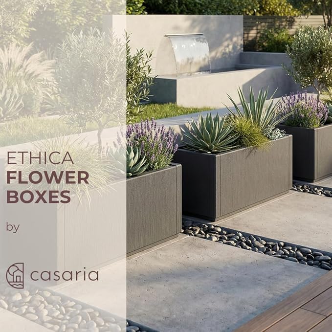 Large 80L Garden Planter Set 4 Weatherproof Flower Box 80x36x35cm - Kwikley
