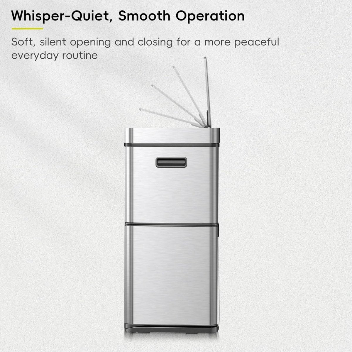 Large 80L Touchless Sensor Bin Stainless Steel Soft Close - Kwikley