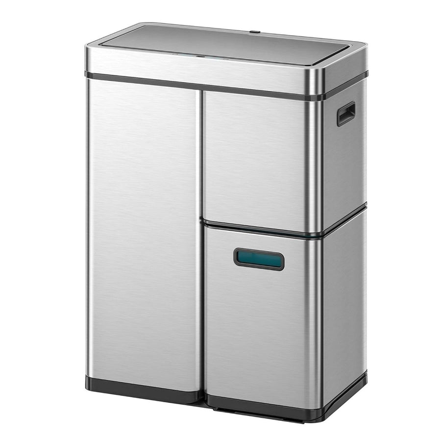 Large 80L Touchless Sensor Bin Stainless Steel Soft Close - Kwikley