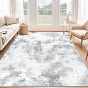 Large Abstract Area Rug 160x230cm Washable Non Slip Soft Light Grey Carpet - Kwikley