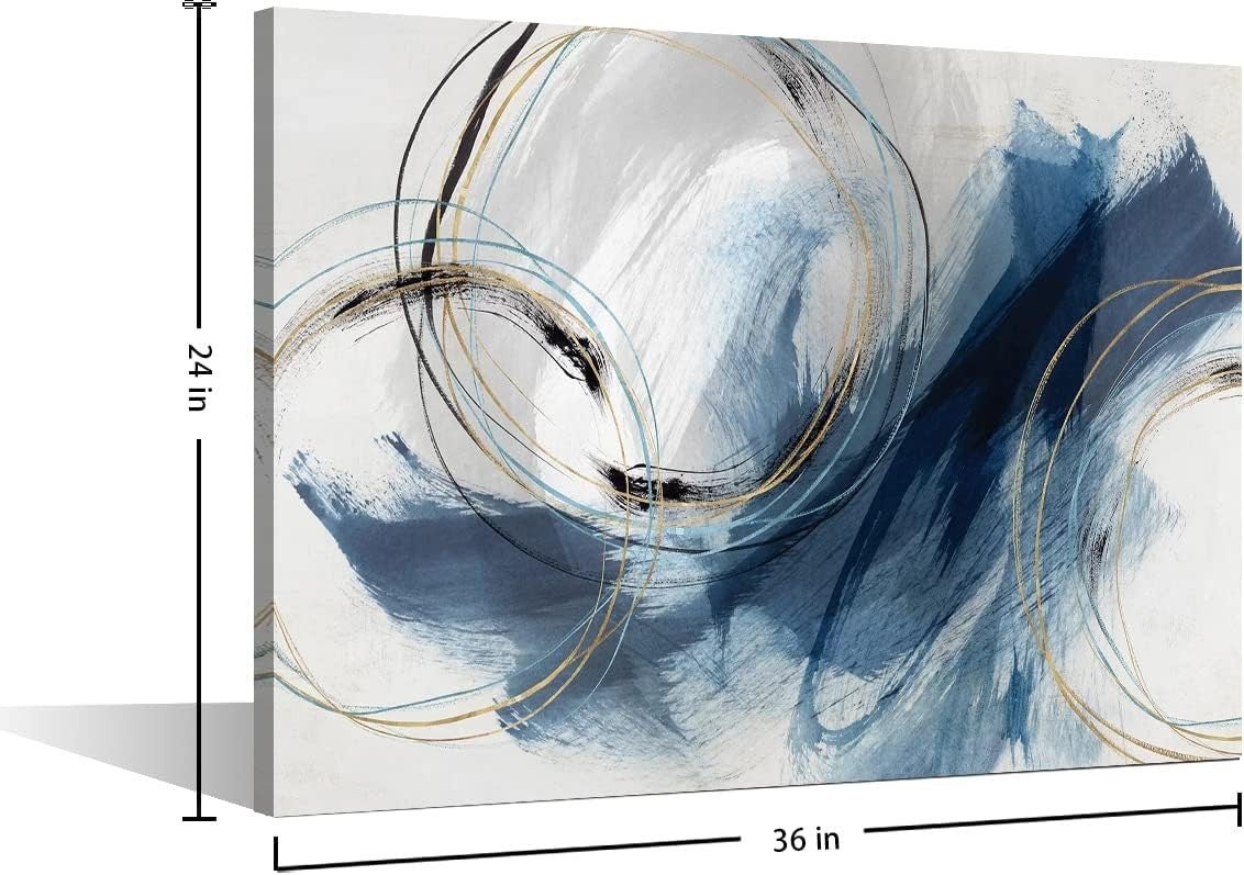 Large Abstract Canvas Wall Art 36x24in Modern Ready to Hang - Kwikley
