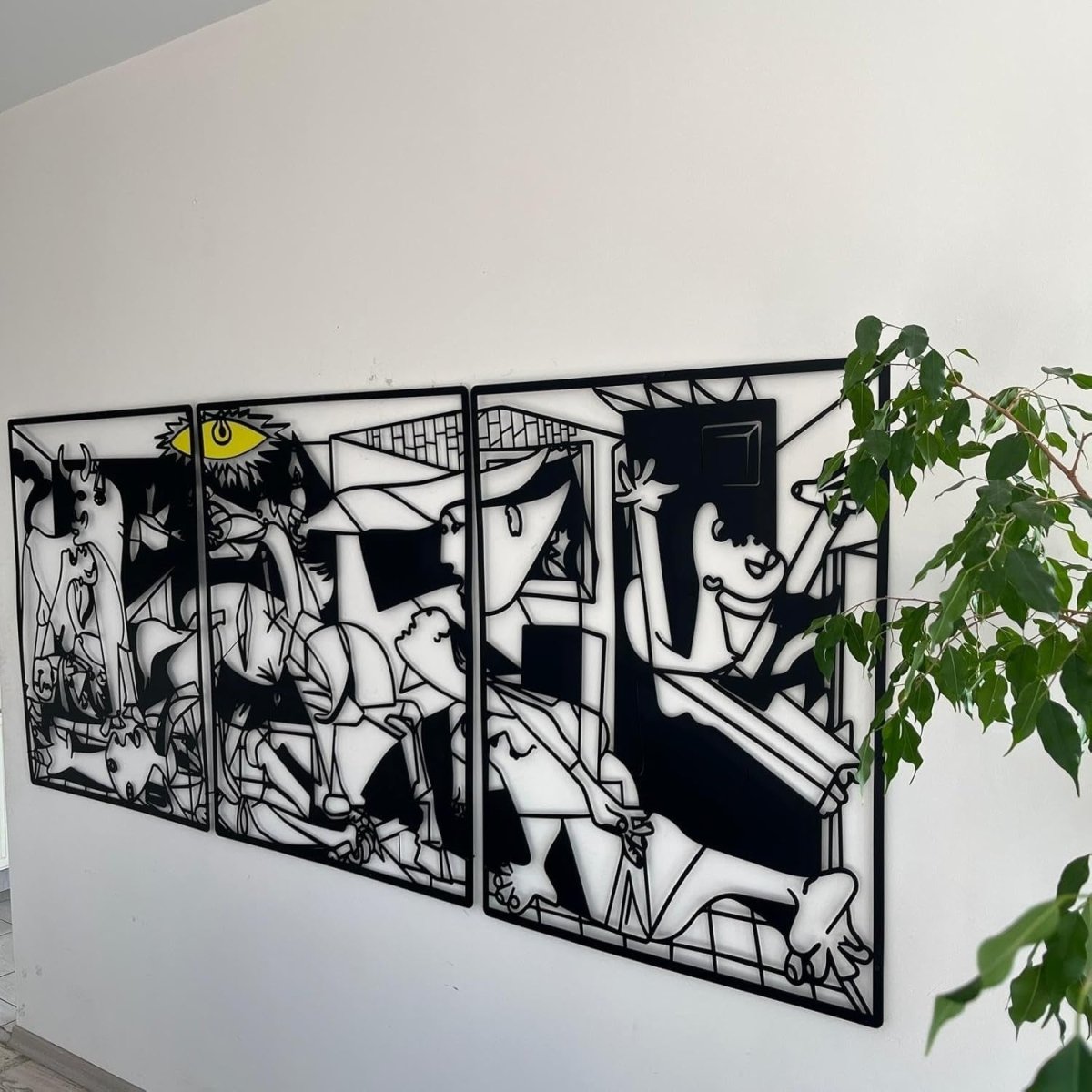 Large Abstract Cubist Metal Wall Art 100cm Modern Face Decor - Kwikley