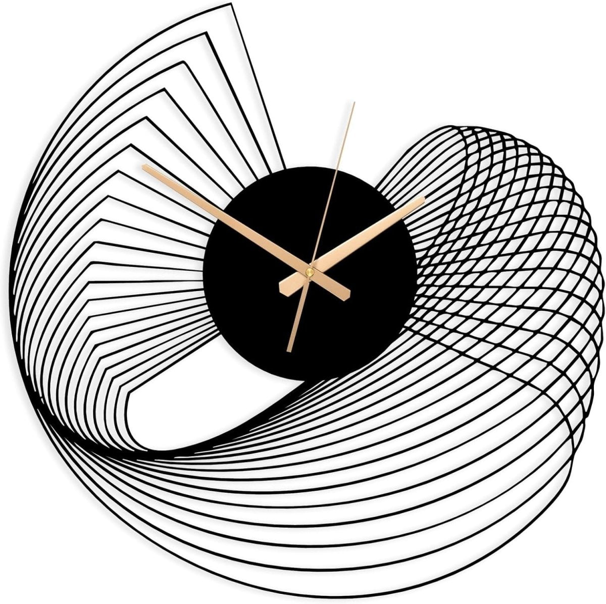 Large Abstract Metal Wall Clock 60cm Silent Modern Spiral Art - Kwikley
