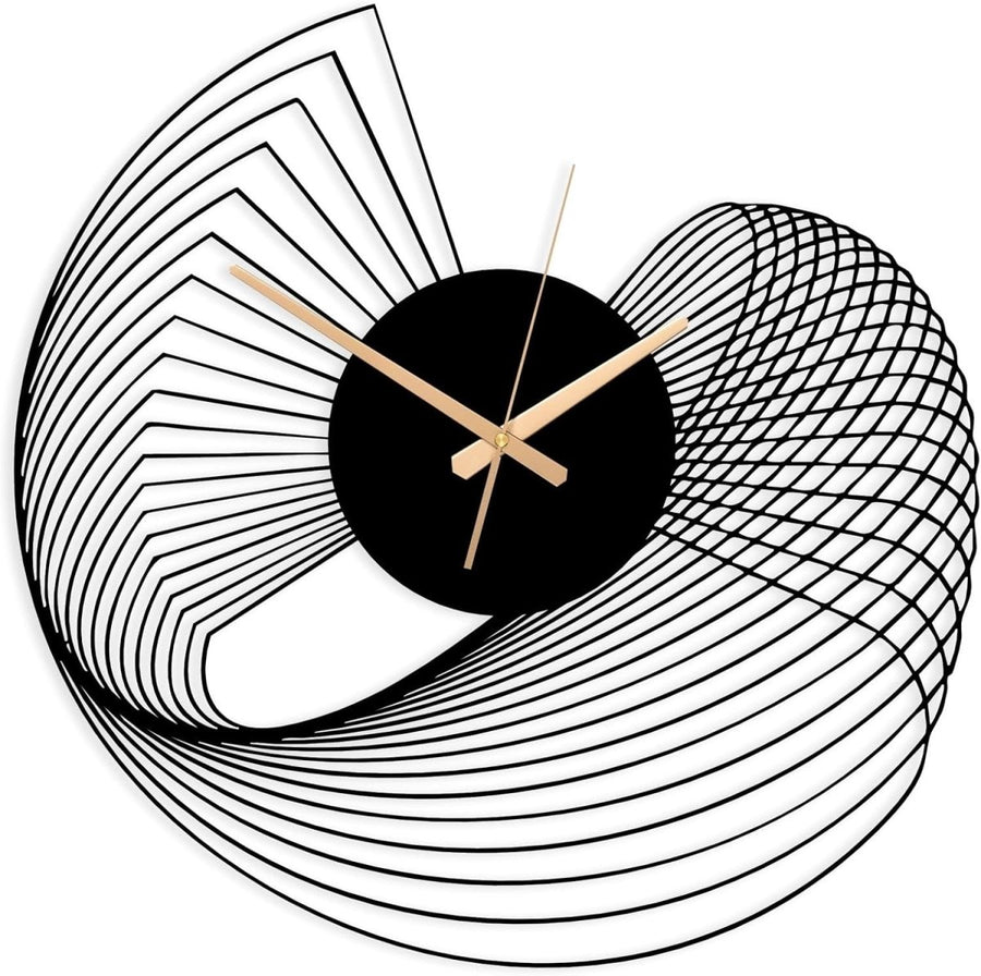 Large Abstract Metal Wall Clock 60cm Silent Modern Spiral Art - Kwikley